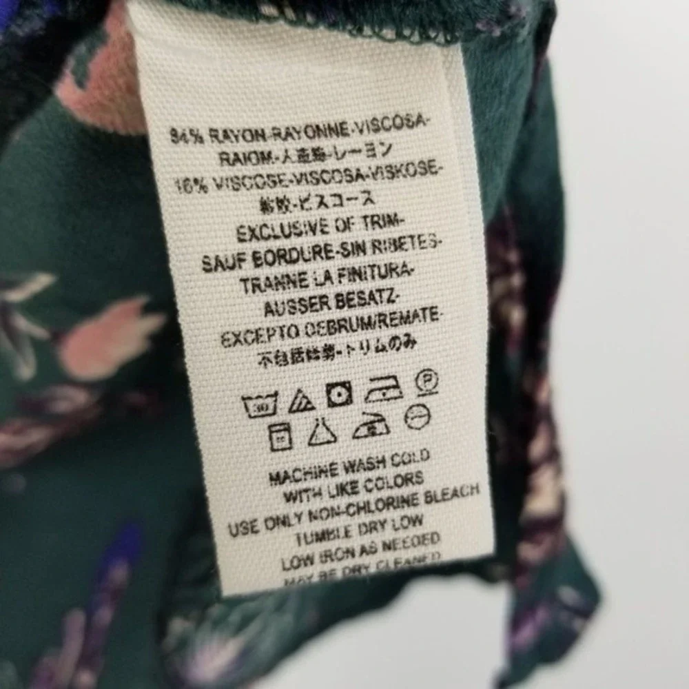 Free People Heartbeat Bell Sleeve Emerald Green Floral Dress XS Fairy Boho Flowy - Picture 6 of 13